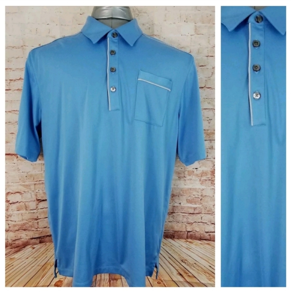 Ashworth XL Blue Short Sleeve Polo Golf Shirt